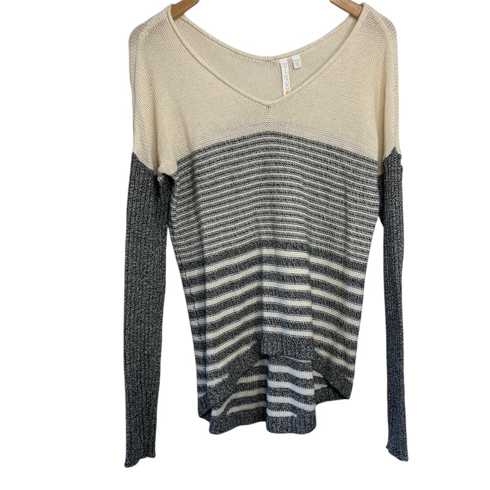 C & C California Women’s Sz S V-Neck Knit Stripped Sweater Summer Beach Cover-Up